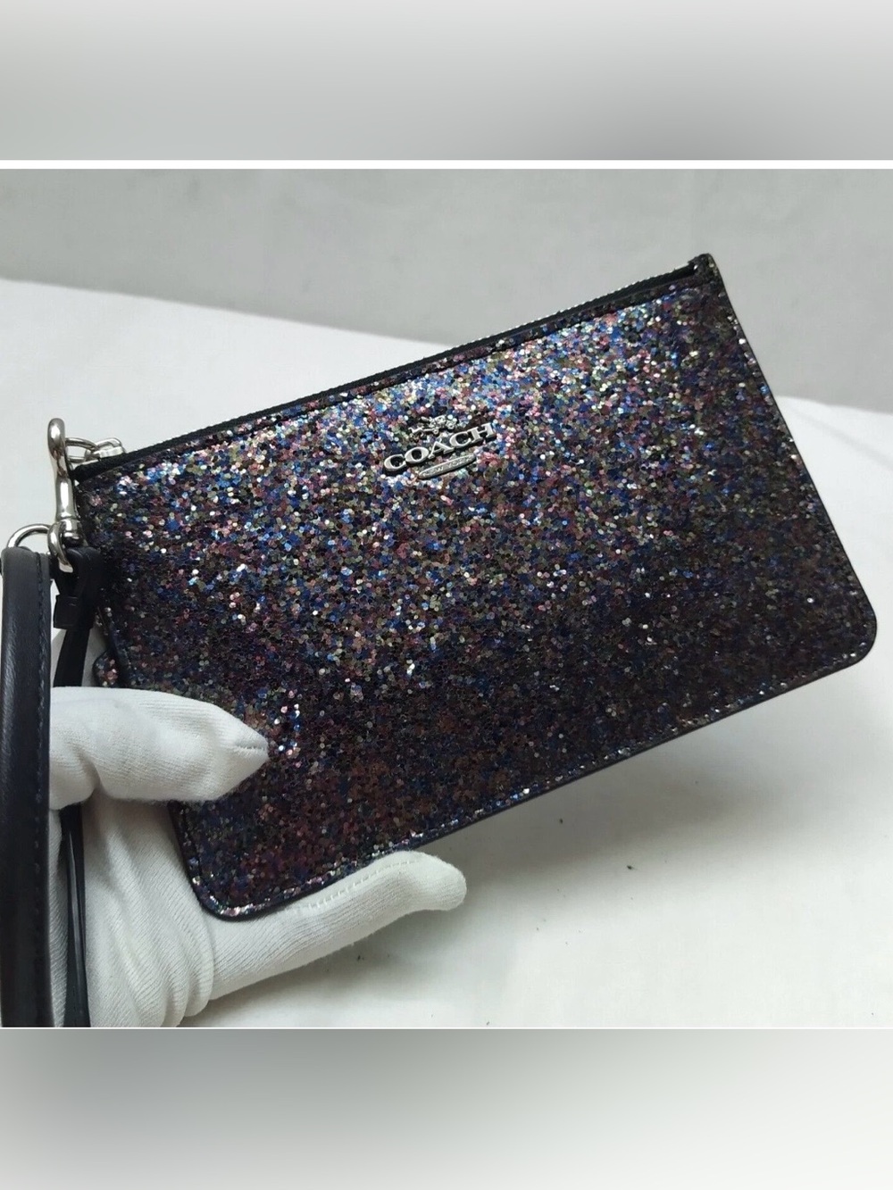 Coach Multicolor Glitter Zipper Closure Wristlet - Coin Wallet